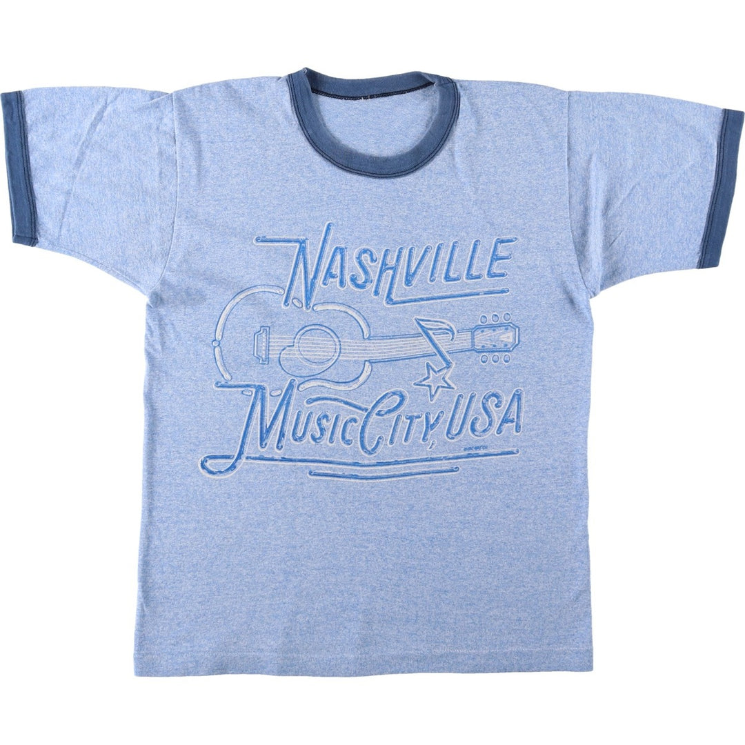 Ringer T-shirt, Men's Size S (approx.), Vintage unclear blue type Vintage Second Hand