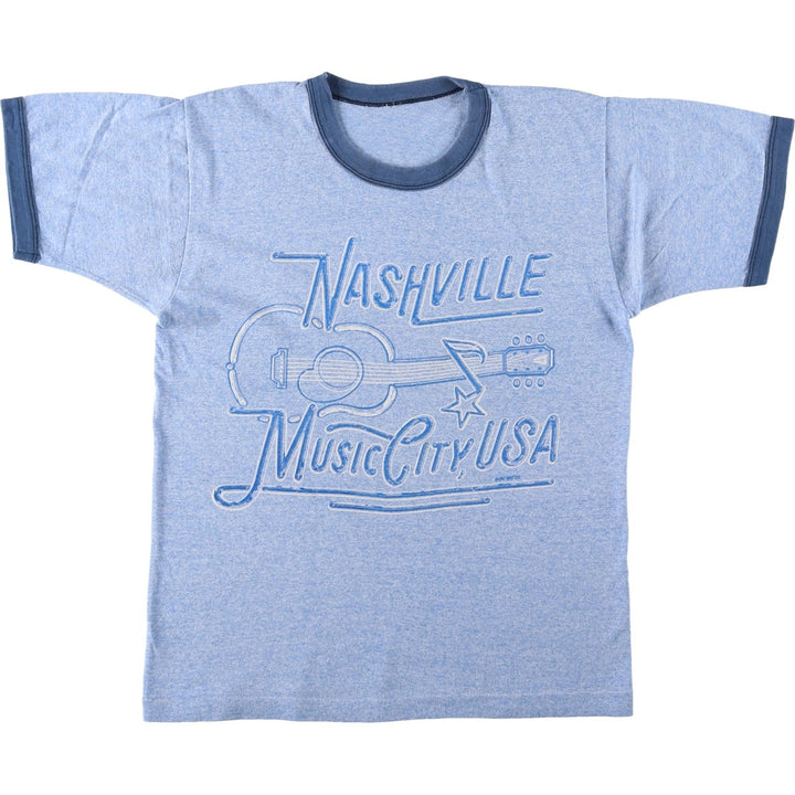 Ringer T-shirt, Men's Size S (approx.), Vintage unclear blue type Vintage Second Hand