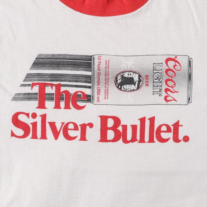 90'S Coors Ringer T-shirt, Men's Size S (approx.), Vintage unclear white type Vintage Second Hand