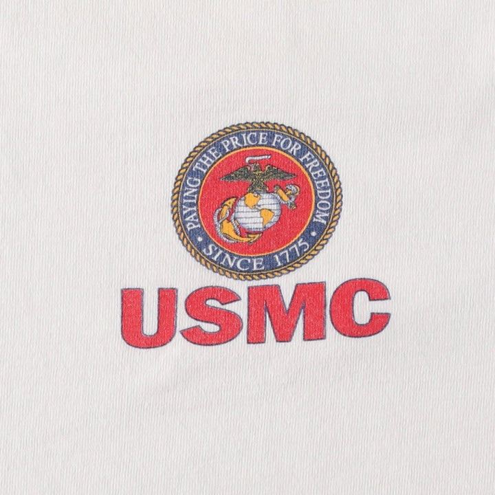 90'S THE COTTON EXCHANGE USMC (United States Marine Corps) Military Ringer T-Shirt, Made in USA, Men's XL equivalent, Vintage cotton white type Vintage Second Hand