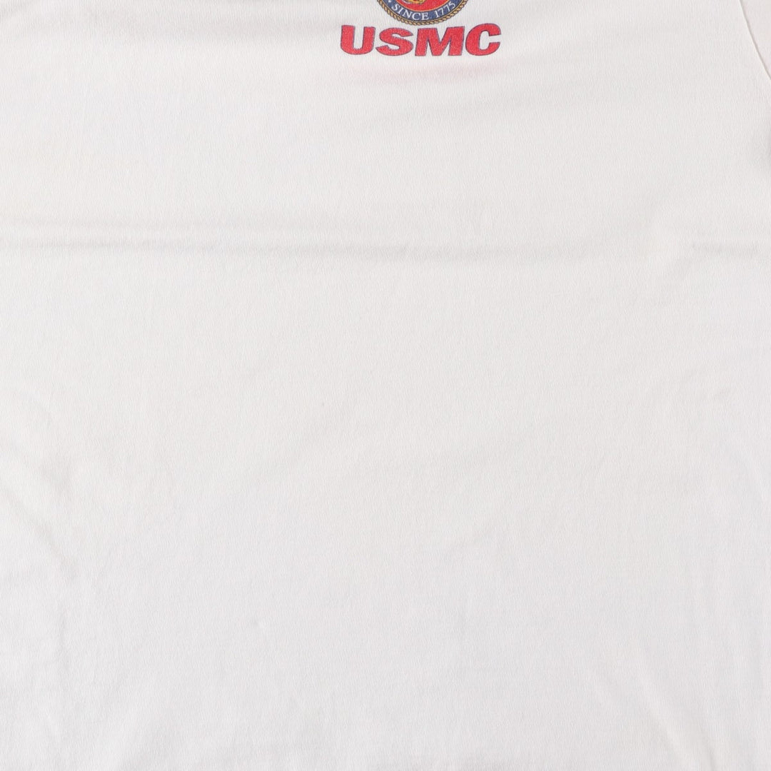 90'S THE COTTON EXCHANGE USMC (United States Marine Corps) Military Ringer T-Shirt, Made in USA, Men's XL equivalent, Vintage cotton white type Vintage Second Hand