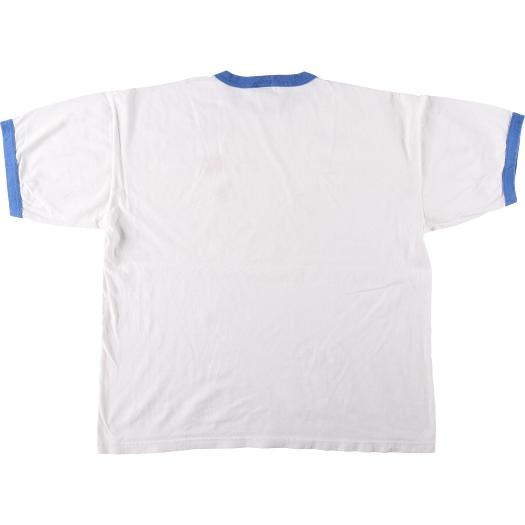 90s-00'S Adidas ringer t-shirt, made in USA, men's size XL (approx.) cotton white type Vintage Second Hand