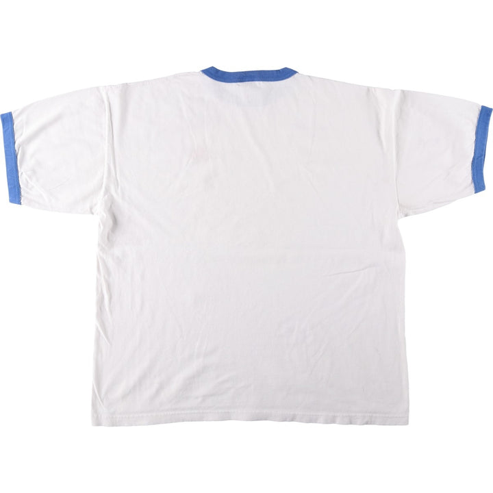 90s-00'S Adidas ringer t-shirt, made in USA, men's size XL (approx.) cotton white type Vintage Second Hand