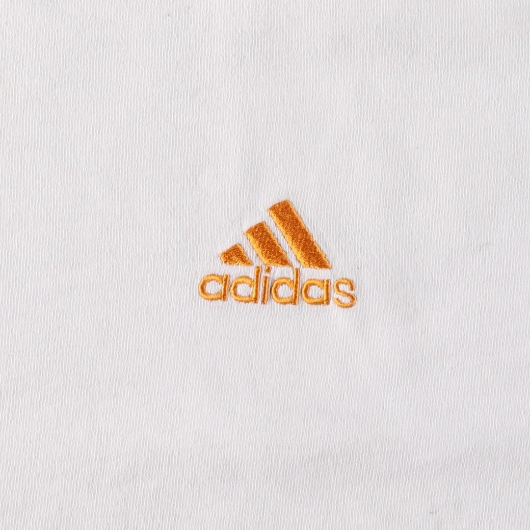 90s-00'S Adidas ringer t-shirt, made in USA, men's size XL (approx.) cotton white type Vintage Second Hand