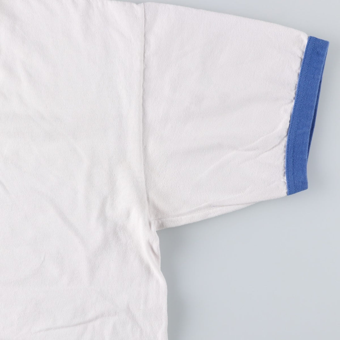 90s-00'S Adidas ringer t-shirt, made in USA, men's size XL (approx.) cotton white type Vintage Second Hand