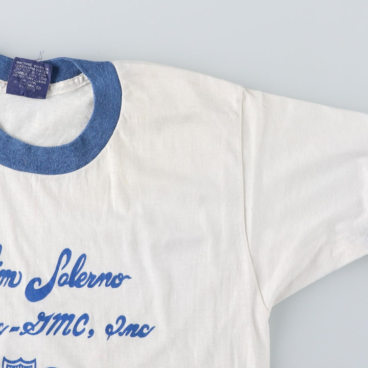 80'S SNEAKERS Ringer T-Shirt, Made in USA, Men's Size L (Equivalent), Vintage polyester white type Vintage Second Hand