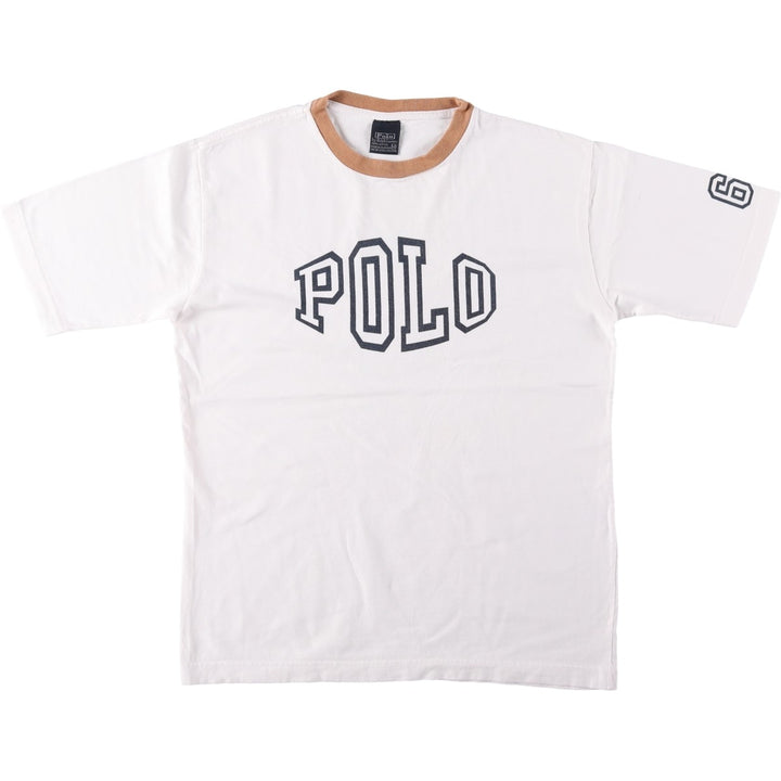 Ralph Lauren POLO by Ralph Lauren Large Logo Ringer T-Shirt, Men's Size M (approx.) cotton white type Vintage Second Hand