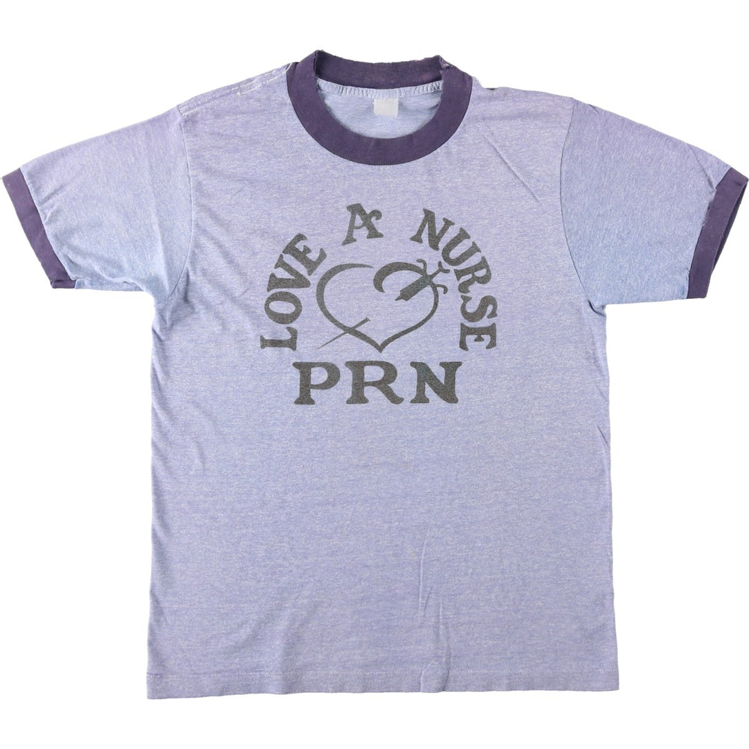 Ringer T-shirt, Men's Size S (approx.), Vintage unclear blue type Vintage Second Hand