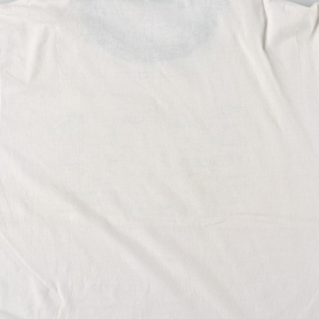 Vintage 80'S Hanes POLY-COTTON Blue Tag Ringer T-shirt Made in USA Men's L size cotton white type Vintage Second Hand