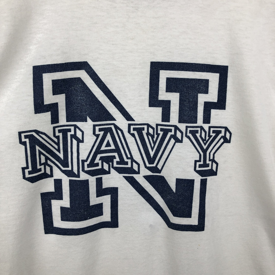 80s-90'S Sofie US Navy Ringer T-shirt, Made in USA, Men's Size L (approx.), Vintage polyester white type Vintage Second Hand