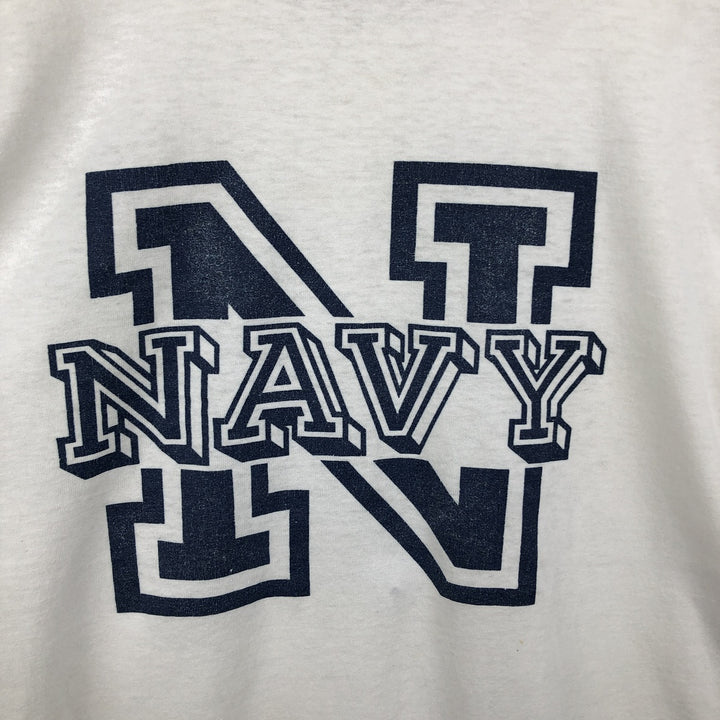 80s-90'S Sofie US Navy Ringer T-shirt, Made in USA, Men's Size L (approx.), Vintage polyester white type Vintage Second Hand