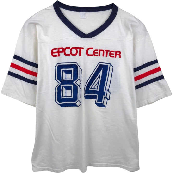 ~90'S Disney EPCOT Five-quarter sleeve ringer t-shirt, men's size XL equivalent, vintage. unclear white type Vintage Second Hand