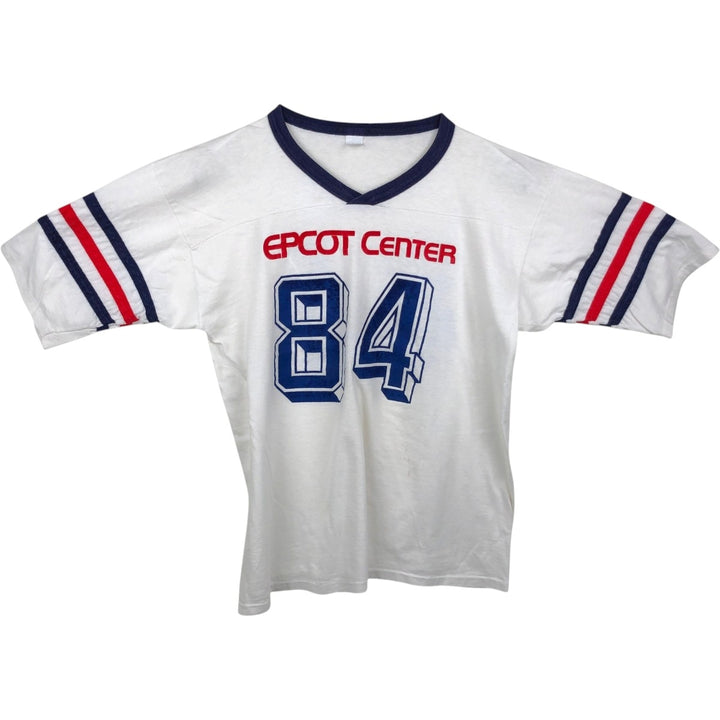 ~90'S Disney EPCOT Five-quarter sleeve ringer t-shirt, men's size XL equivalent, vintage. unclear white type Vintage Second Hand