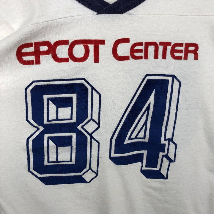 ~90'S Disney EPCOT Five-quarter sleeve ringer t-shirt, men's size XL equivalent, vintage. unclear white type Vintage Second Hand