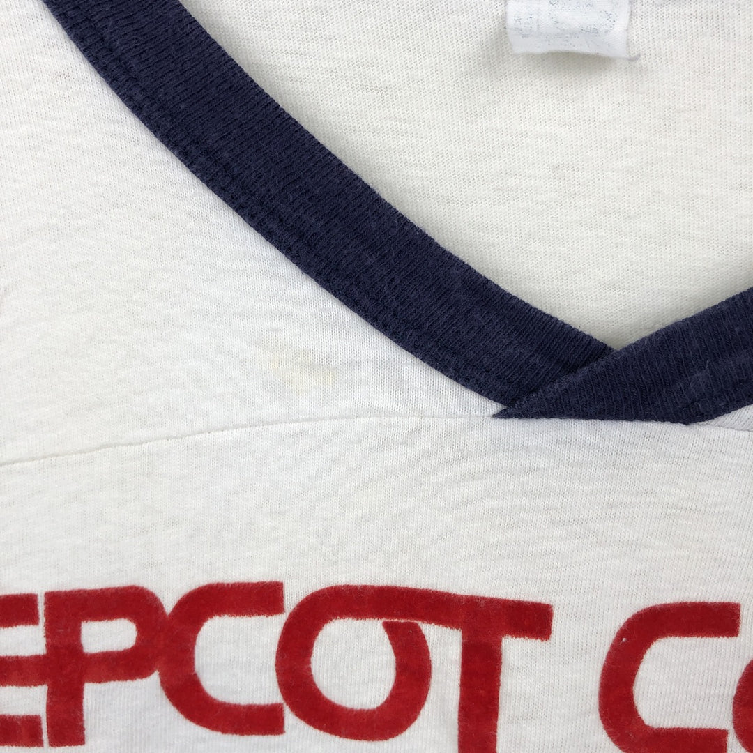 ~90'S Disney EPCOT Five-quarter sleeve ringer t-shirt, men's size XL equivalent, vintage. unclear white type Vintage Second Hand