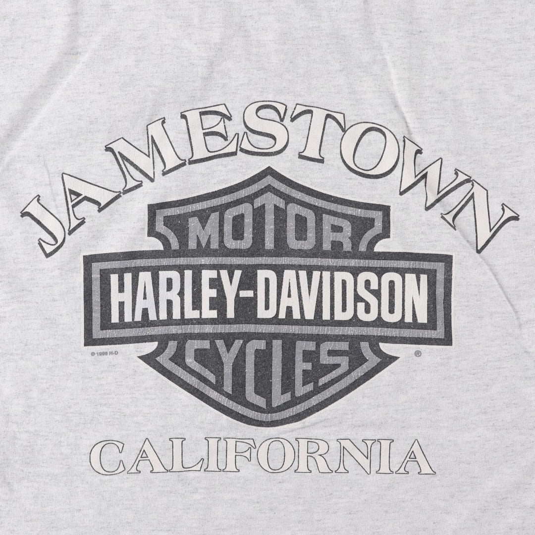 1990'S Harley-Davidson Ringer T-Shirt, Made in USA, Men's Size L (Equivalent), Vintage cotton gray type Vintage Second Hand