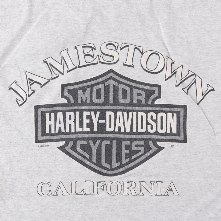 1990'S Harley-Davidson Ringer T-Shirt, Made in USA, Men's Size L (Equivalent), Vintage cotton gray type Vintage Second Hand