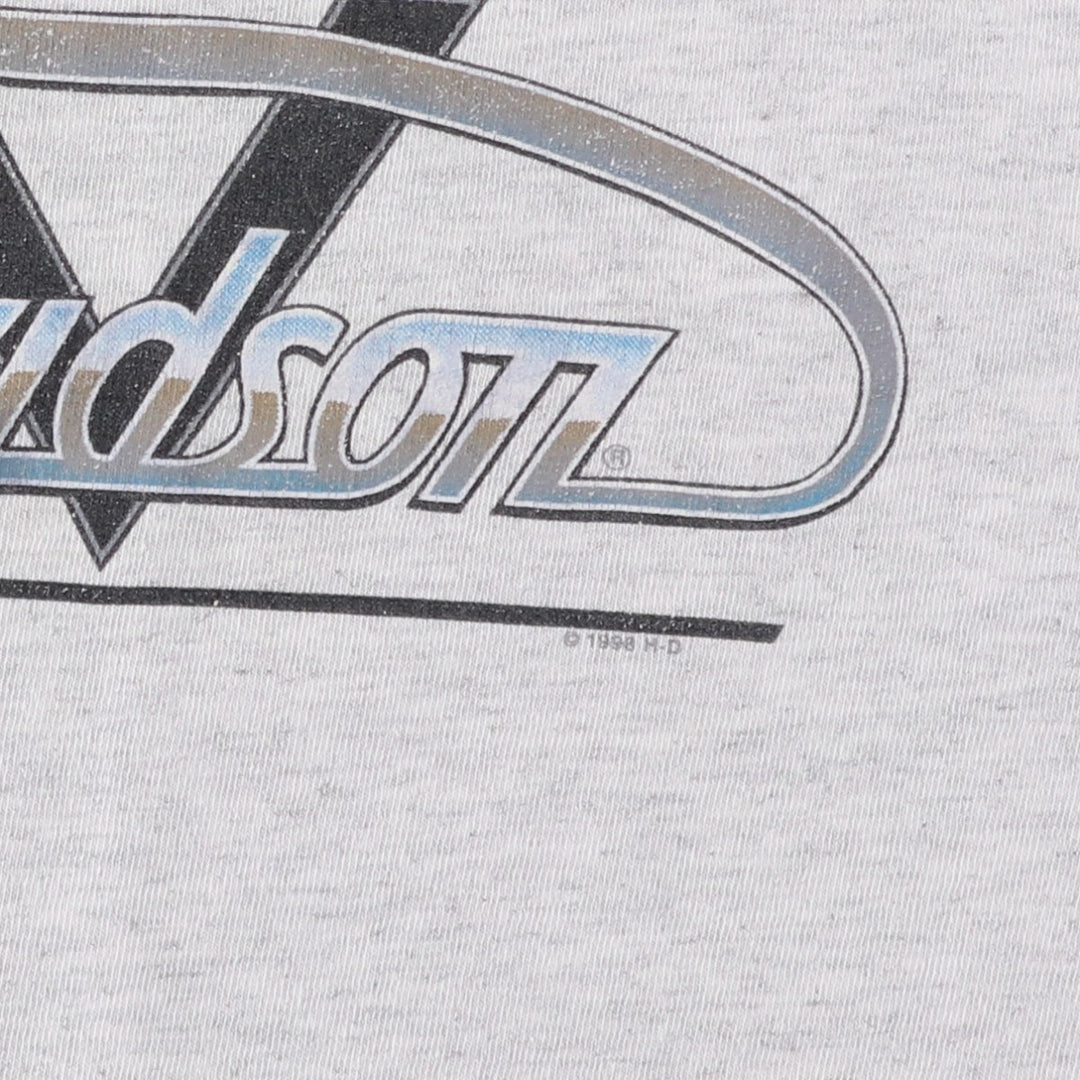 1990'S Harley-Davidson Ringer T-Shirt, Made in USA, Men's Size L (Equivalent), Vintage cotton gray type Vintage Second Hand