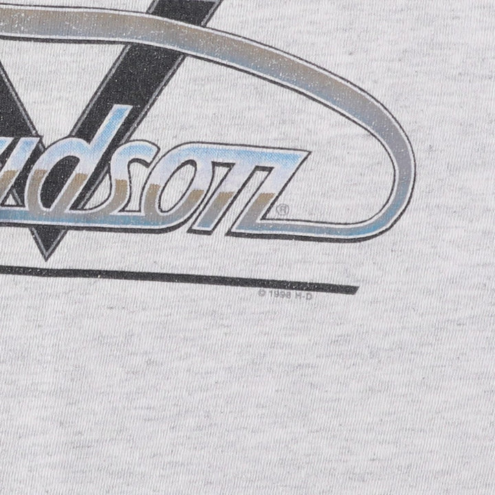 1990'S Harley-Davidson Ringer T-Shirt, Made in USA, Men's Size L (Equivalent), Vintage cotton gray type Vintage Second Hand