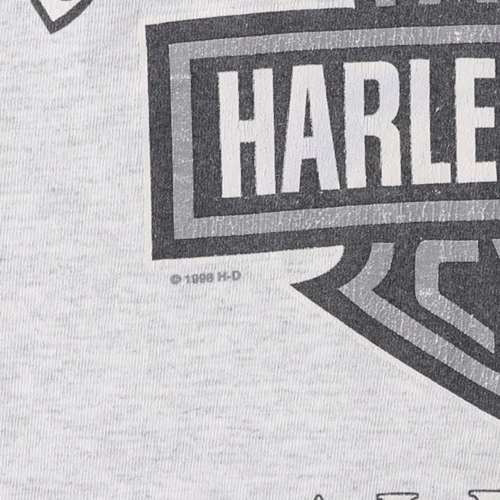 1990'S Harley-Davidson Ringer T-Shirt, Made in USA, Men's Size L (Equivalent), Vintage cotton gray type Vintage Second Hand