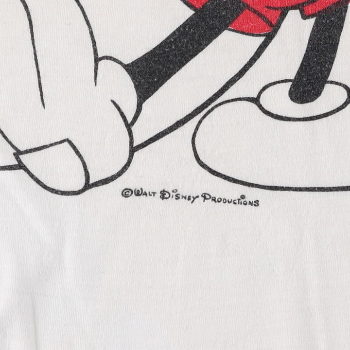 MICKEY MOUSE Ringer T-shirt, Character Print T-shirt, Men's Size S (approx.), Vintage unclear white type Vintage Second Hand