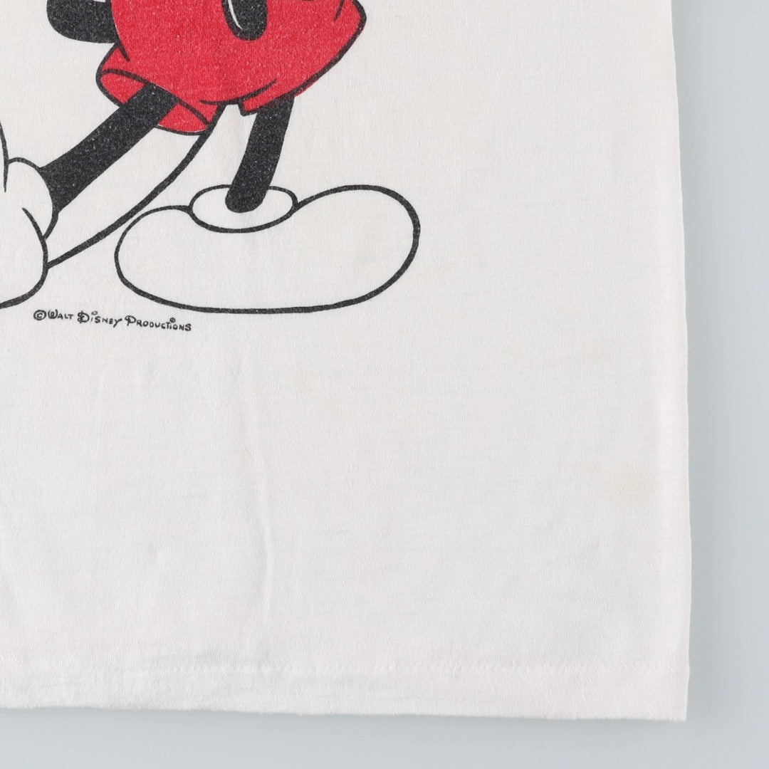 MICKEY MOUSE Ringer T-shirt, Character Print T-shirt, Men's Size S (approx.), Vintage unclear white type Vintage Second Hand