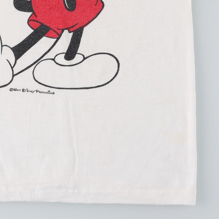 MICKEY MOUSE Ringer T-shirt, Character Print T-shirt, Men's Size S (approx.), Vintage unclear white type Vintage Second Hand