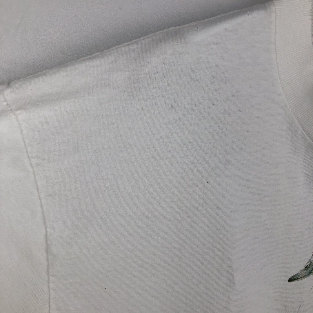 90'S TRADEWINDS Camo Pattern Animal T-Shirt, Made in USA, Men's XL equivalent, Vintage cotton white type Vintage Second Hand
