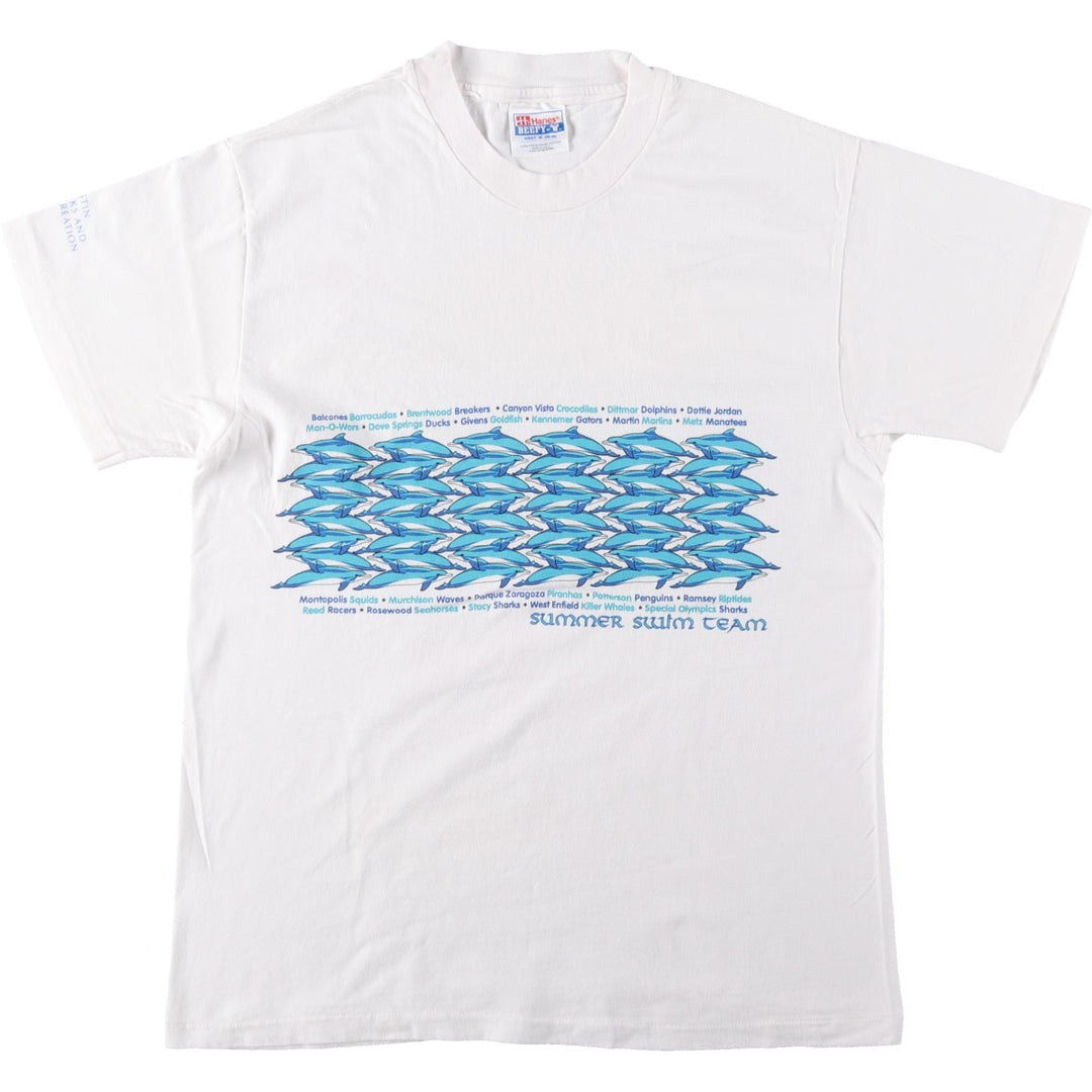 Hanes BEEFY-T Animal T-Shirt, Made in USA, Men's Size M (approx.) cotton white type Vintage Second Hand