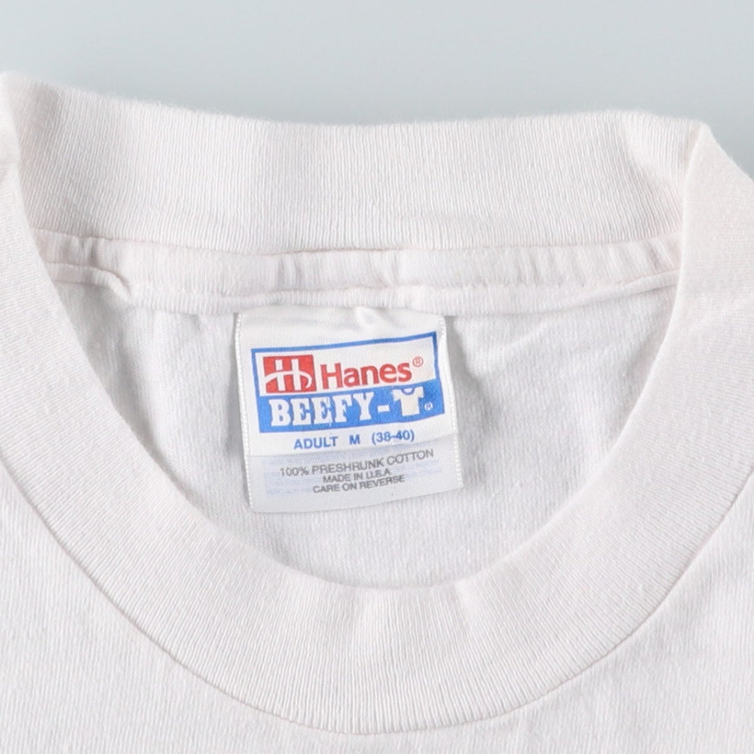 Hanes BEEFY-T Animal T-Shirt, Made in USA, Men's Size M (approx.) cotton white type Vintage Second Hand
