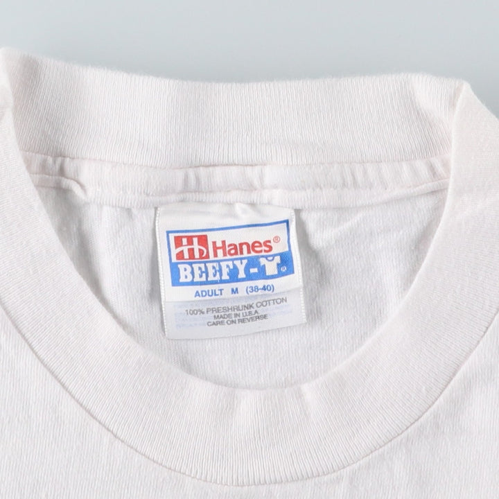 Hanes BEEFY-T Animal T-Shirt, Made in USA, Men's Size M (approx.) cotton white type Vintage Second Hand