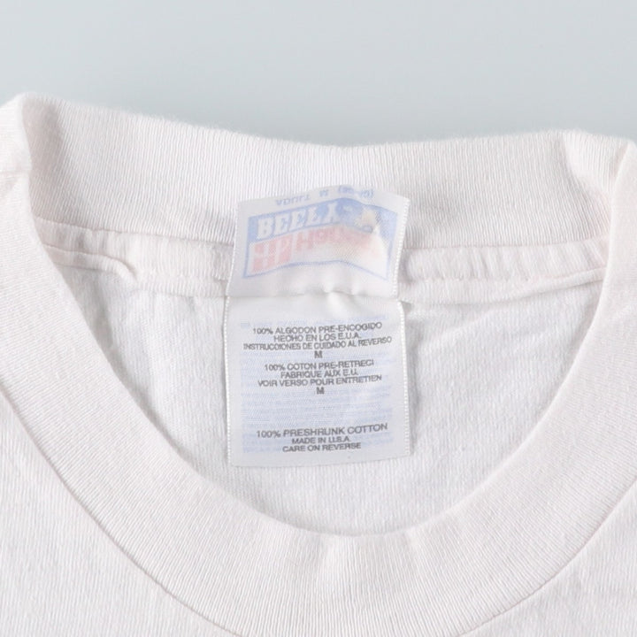 Hanes BEEFY-T Animal T-Shirt, Made in USA, Men's Size M (approx.) cotton white type Vintage Second Hand