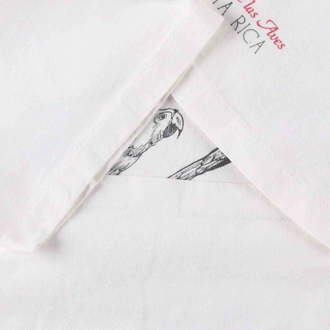 ~90'S Parrot Pattern Animal T-Shirt, Men's XL equivalent, Vintage unclear white type Vintage Second Hand