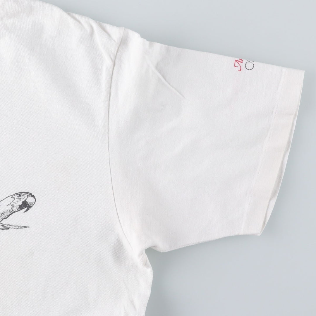~90'S Parrot Pattern Animal T-Shirt, Men's XL equivalent, Vintage unclear white type Vintage Second Hand