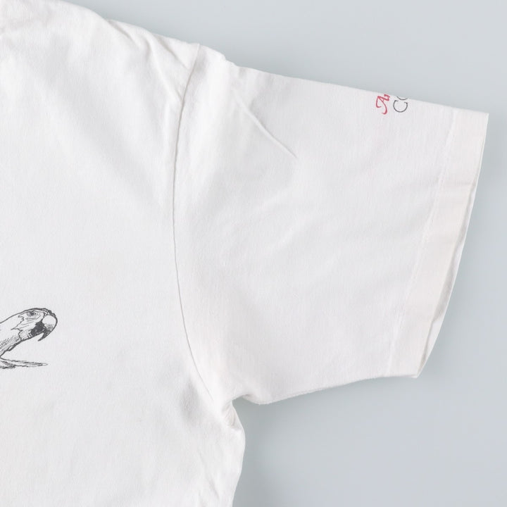~90'S Parrot Pattern Animal T-Shirt, Men's XL equivalent, Vintage unclear white type Vintage Second Hand