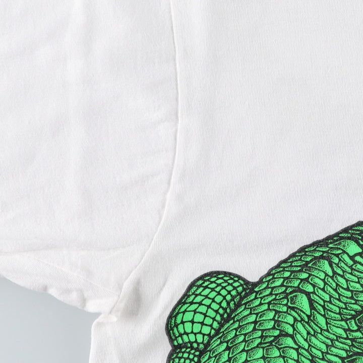 1980'S Fruit of the Loom Crocodile Pattern Animal T-Shirt, Made in USA, Men's Size M (approx.), Vintage cotton white type Vintage Second Hand