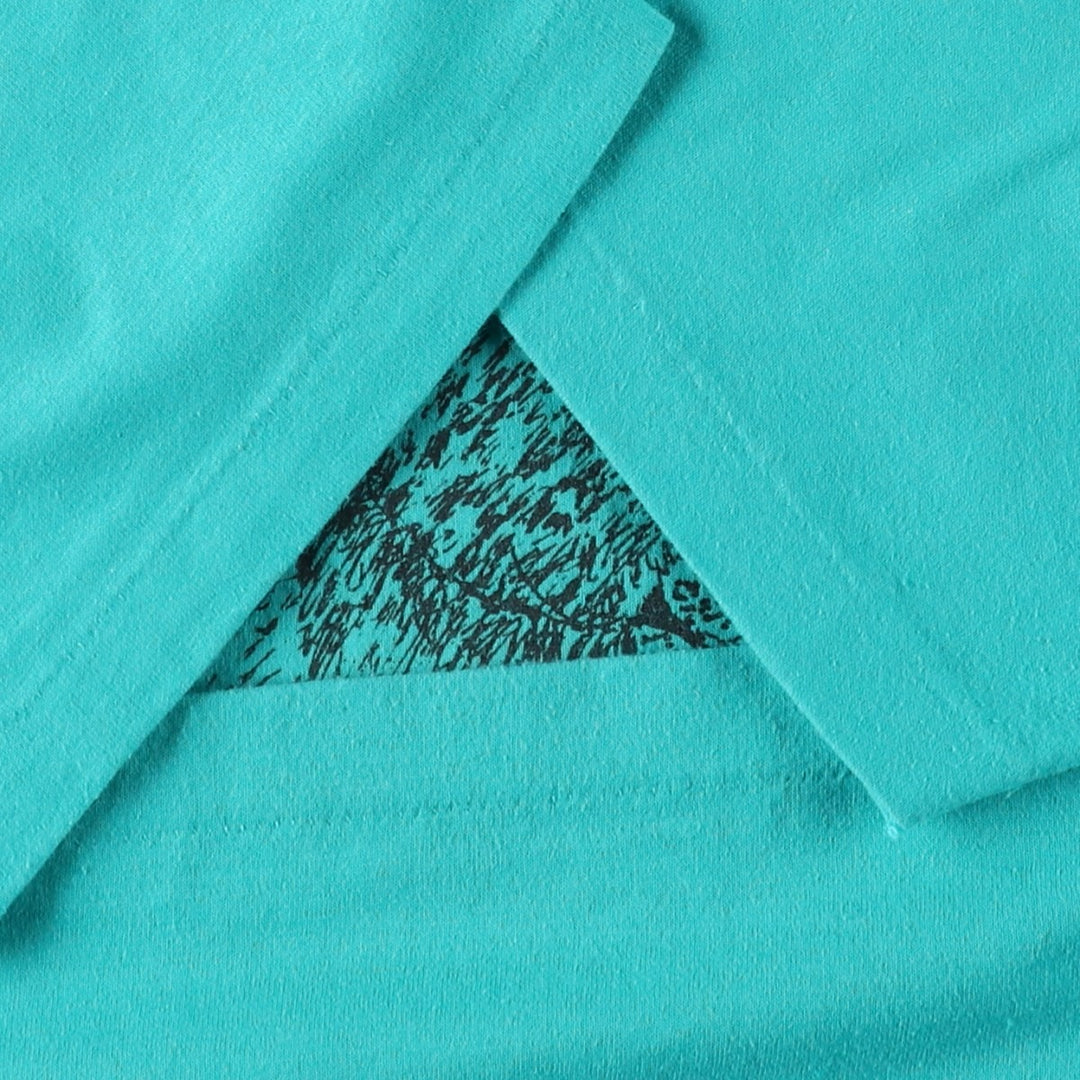 90'S Hanes Fifty-Fifty Blue Tag Bison Pattern Animal T-Shirt, Made in USA, Men's XL equivalent, Vintage cotton Blue type light blue Vintage Second Hand