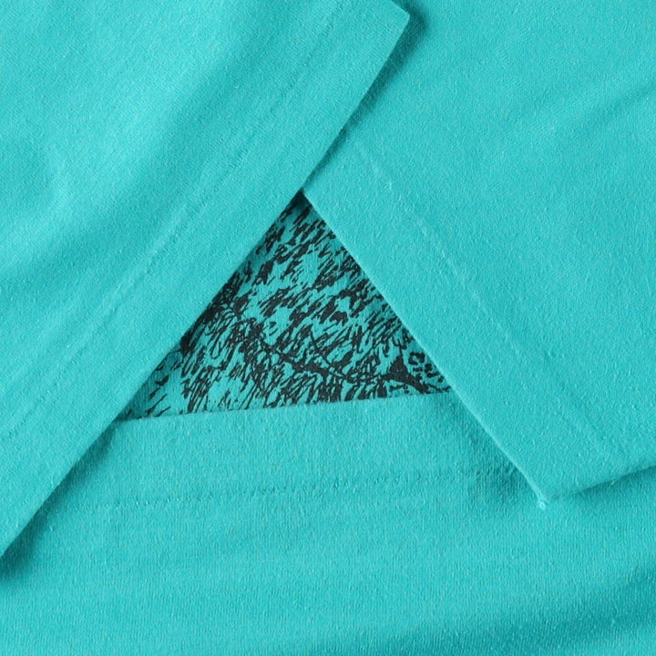 90'S Hanes Fifty-Fifty Blue Tag Bison Pattern Animal T-Shirt, Made in USA, Men's XL equivalent, Vintage cotton Blue type light blue Vintage Second Hand