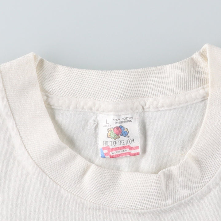 90'S Fruit of the Loom Rabbit Pattern Animal T-Shirt, Made in USA, Men's Size L (approx.), Vintage cotton white type Vintage Second Hand