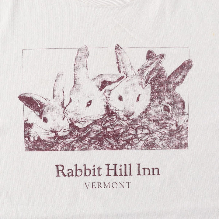 90'S Fruit of the Loom Rabbit Pattern Animal T-Shirt, Made in USA, Men's Size L (approx.), Vintage cotton white type Vintage Second Hand