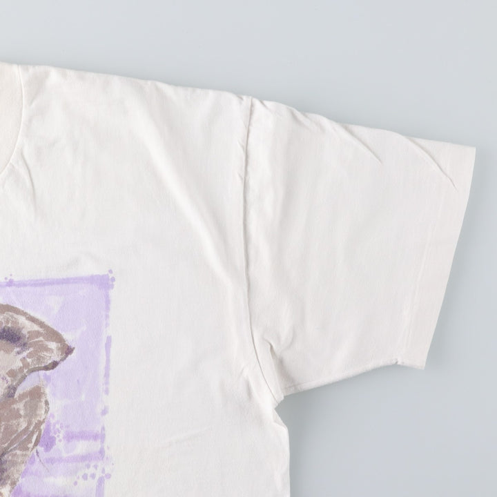 STAFFORD Elephant Pattern Animal T-Shirt, Made in USA, Men's XL (approx.) cotton white type Vintage Second Hand
