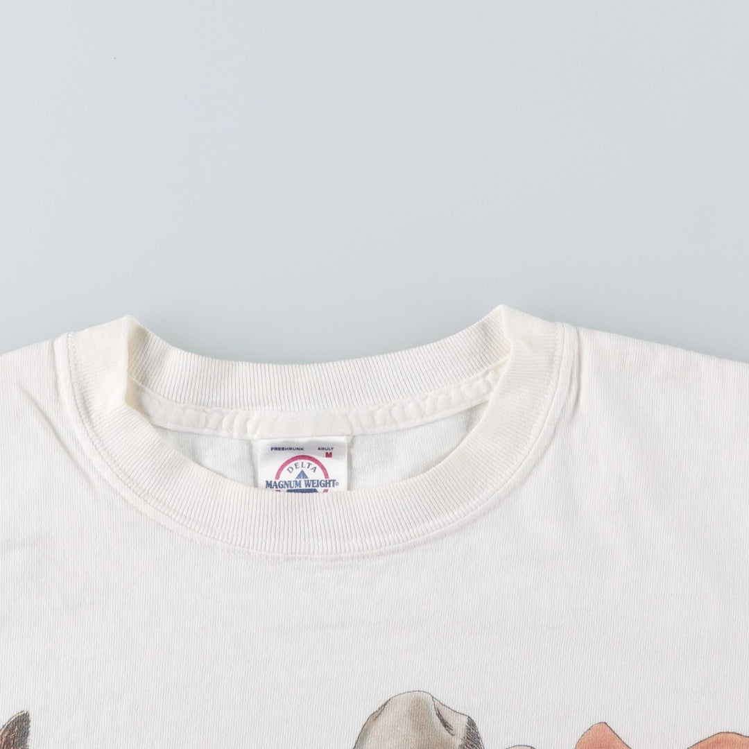 DELTA Cat Pattern Animal T-Shirt, Men's Size M (equivalent) cotton white type Vintage Second Hand