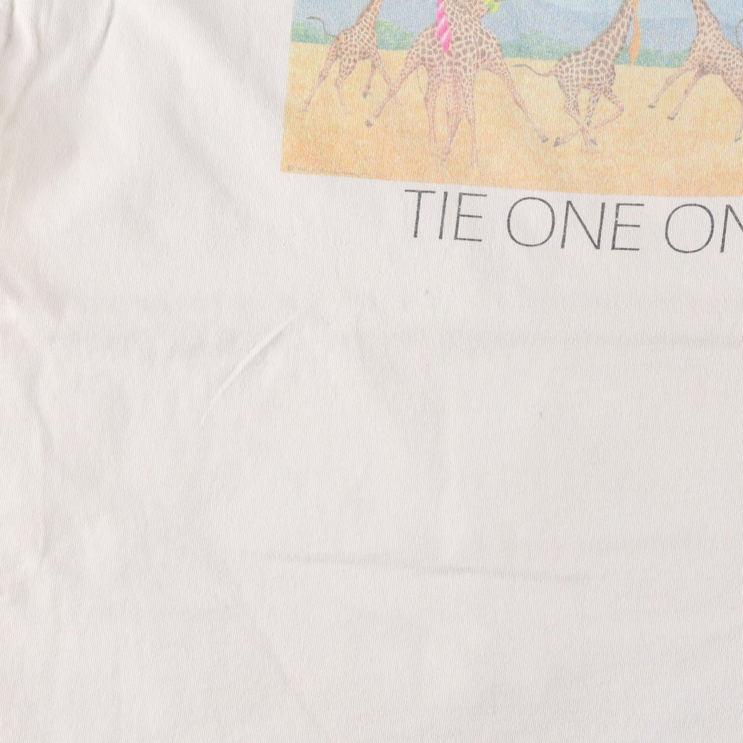 90'S Lee Giraffe Pattern Animal T-Shirt, Made in USA, Men's Size L (Equivalent), Vintage cotton white type Vintage Second Hand