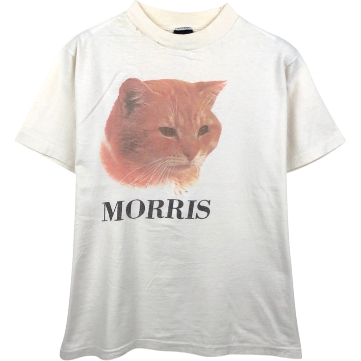 ~90'S MORRIS The Cat Cat Pattern Animal T-Shirt Men's Size S (Equivalent) Vintage unclear unbleached Vintage Second Hand