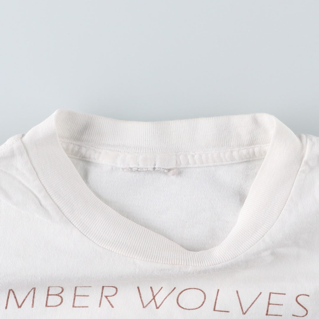 Wolf Pattern Animal T-Shirt, Men's XL (approx.) unclear white type Vintage Second Hand