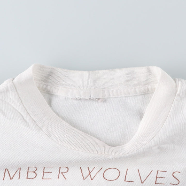 Wolf Pattern Animal T-Shirt, Men's XL (approx.) unclear white type Vintage Second Hand