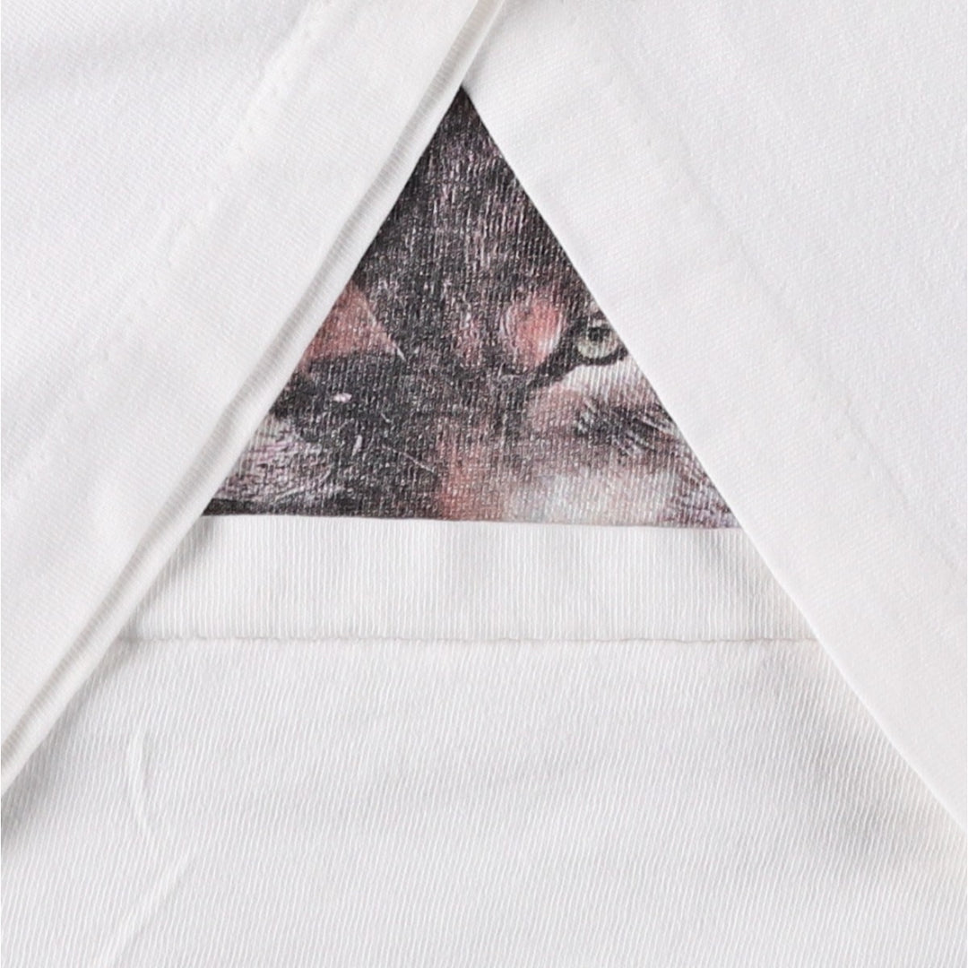 Wolf Pattern Animal T-Shirt, Men's XL (approx.) unclear white type Vintage Second Hand
