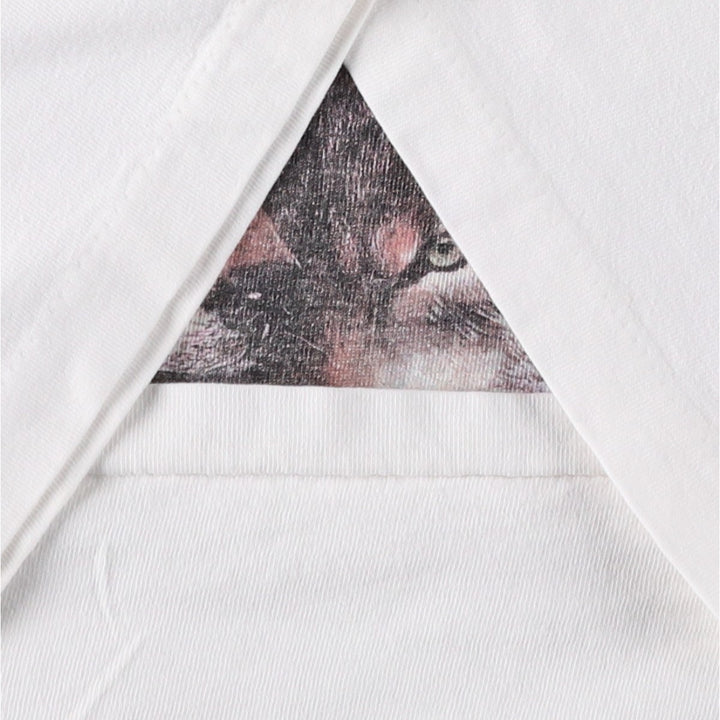 Wolf Pattern Animal T-Shirt, Men's XL (approx.) unclear white type Vintage Second Hand