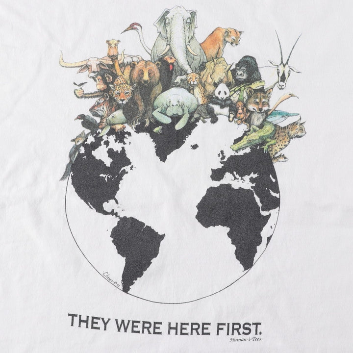 90'S Fruit of the Loom Animal T-Shirt, Made in USA, Men's XL equivalent, Vintage cotton white type Vintage Second Hand