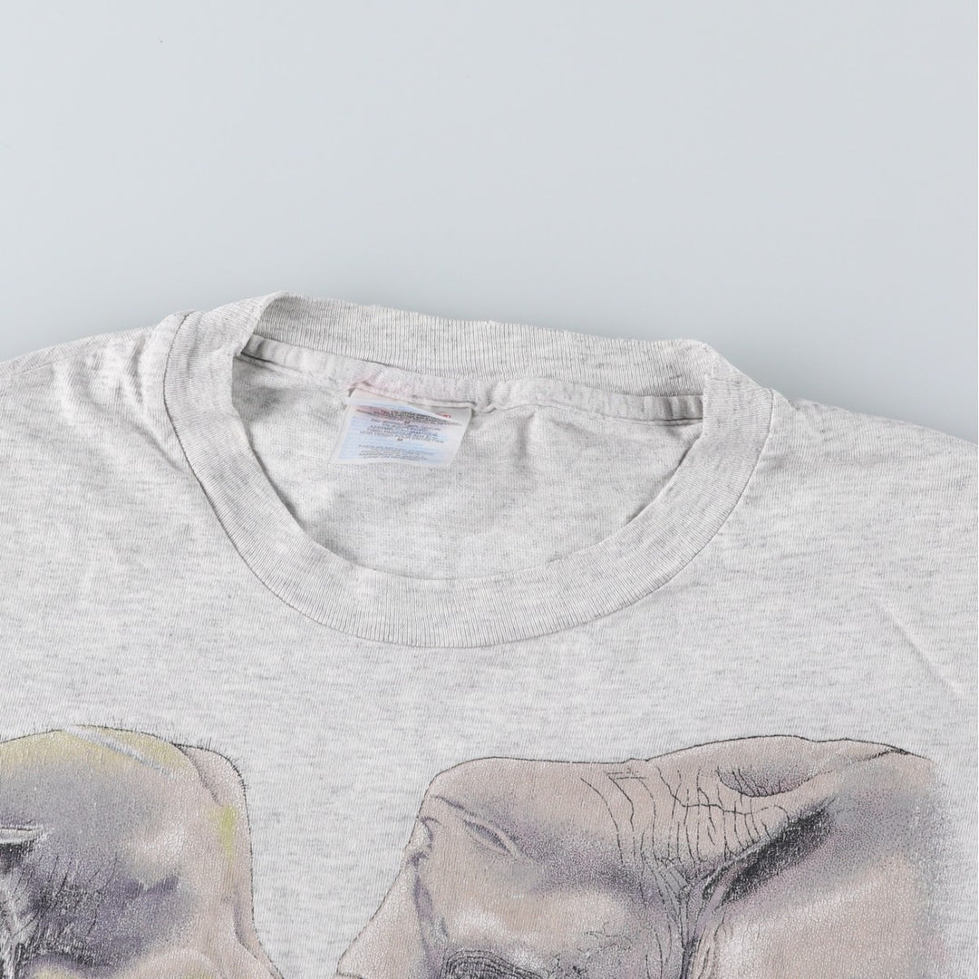 90'S Hanes Heavyweight Elephant Pattern Animal T-Shirt, Men's Size M (approx.), Vintage cotton gray type Vintage Second Hand
